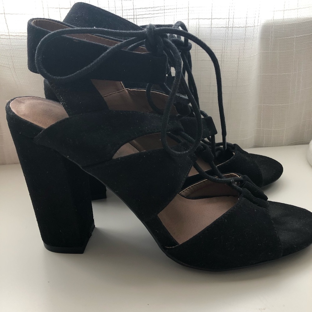 strappy black heels